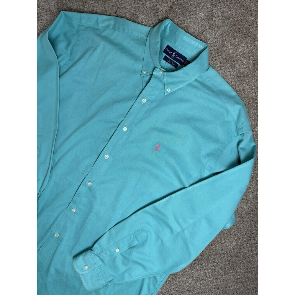 Ralph Lauren Mens Large Solid Blake Classic Button Up Heavy Shirt‎ Long Sleeve